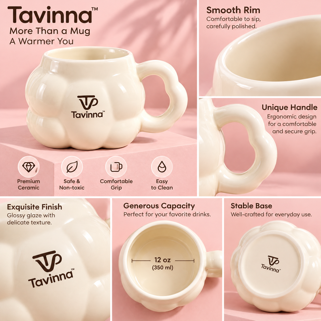 Tavinna Cream Petal Cloud Mug image 3