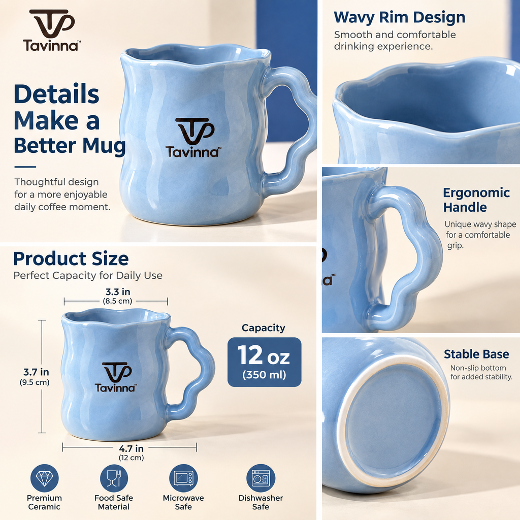 Tavinna Blue Wave Handle Mug image 3