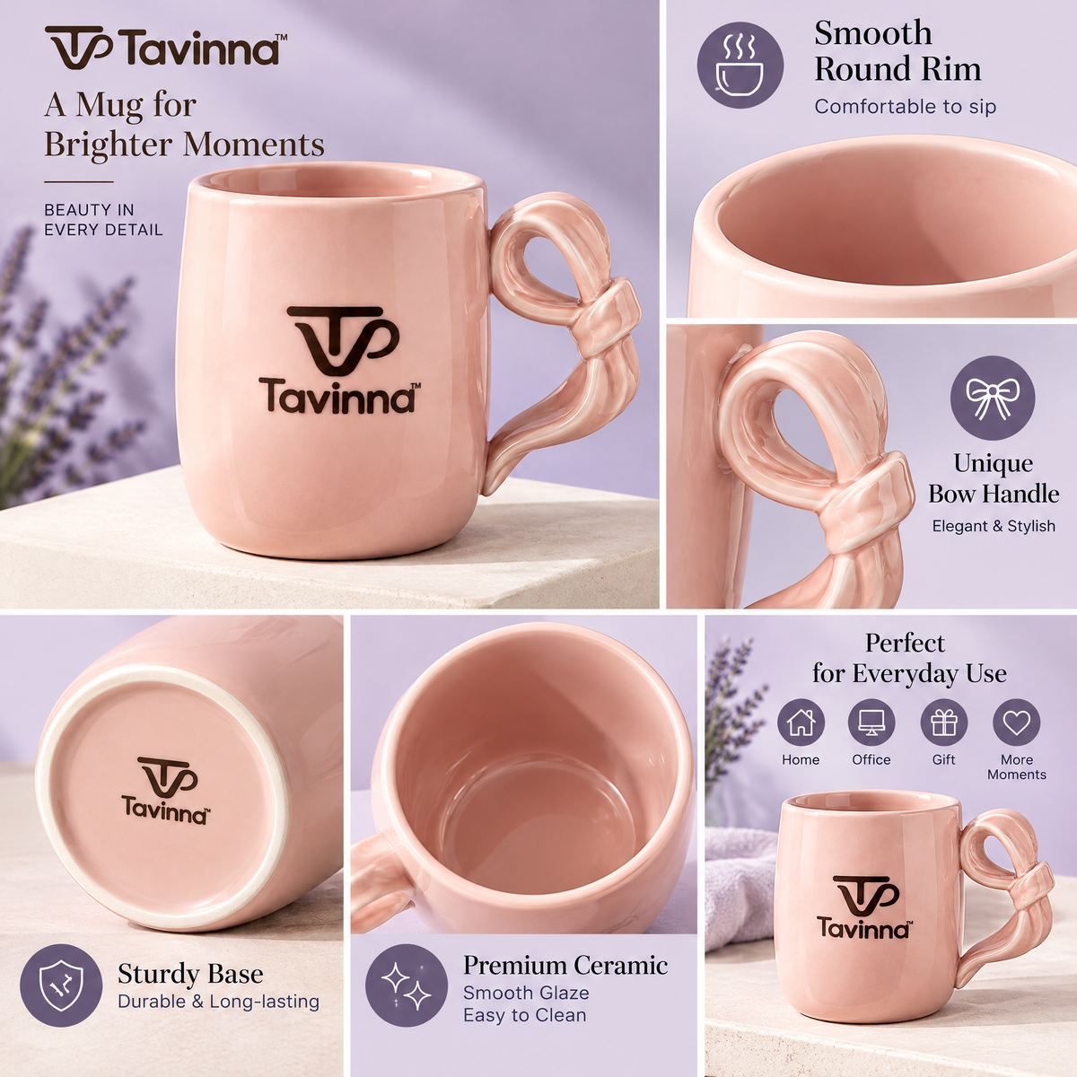 Tavinna Blush Bloom Ceramic Mug image 3