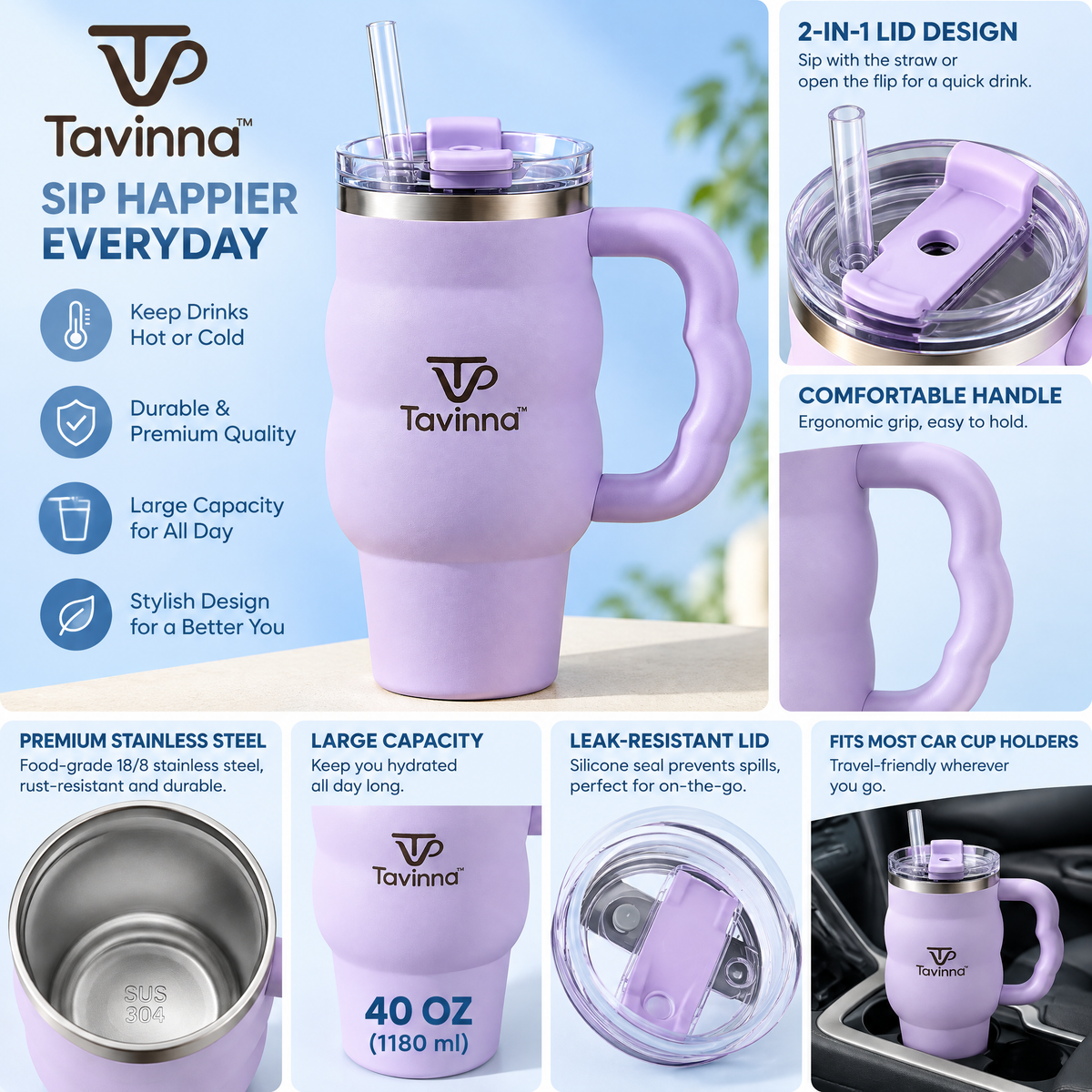 Tavinna Lilac Cloud Handle Tumbler image 3