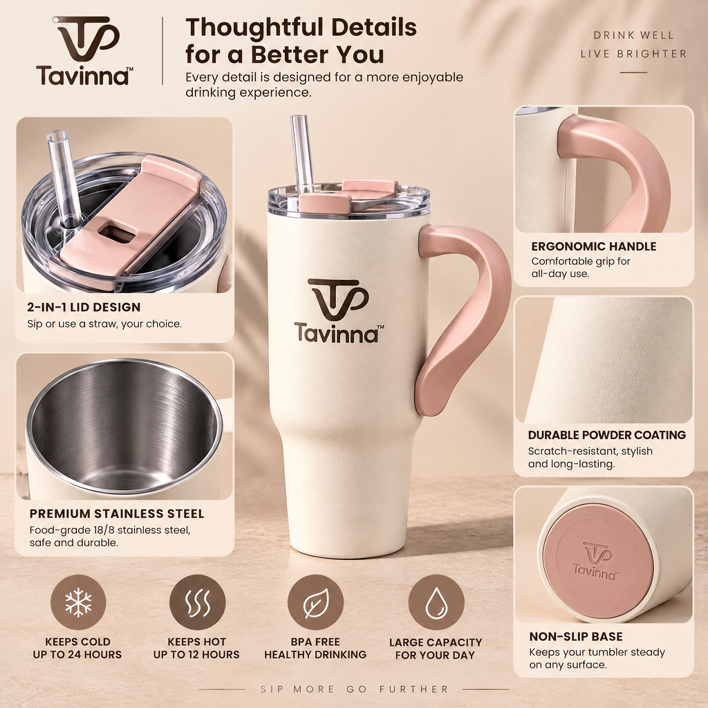 Tavinna Blush Latte Travel Tumbler image 3