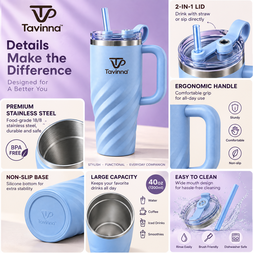 Tavinna Misty Blue Everyday Tumbler image 3