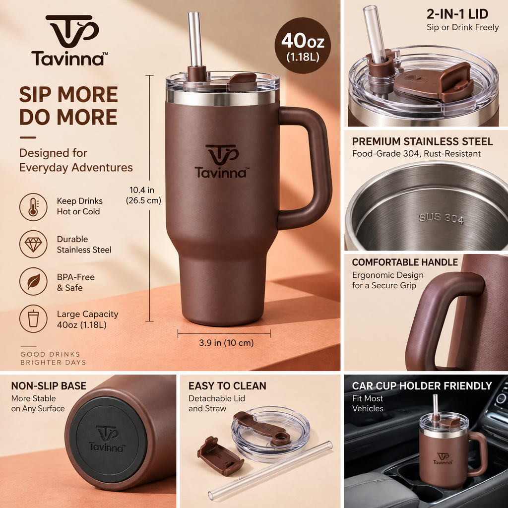 Tavinna Midnight Graphite Insulated Tumbler image 3